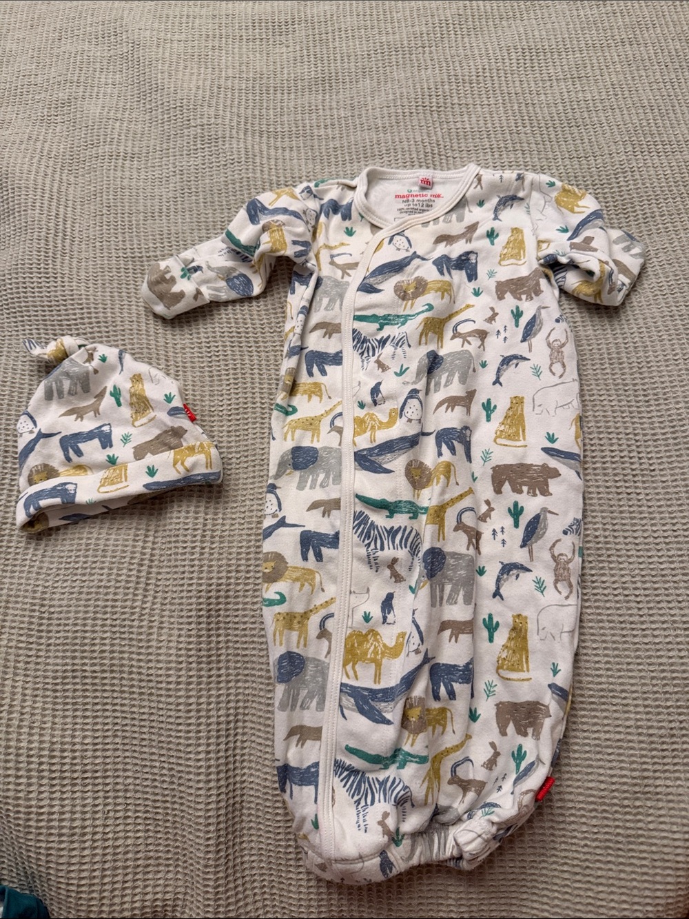Magnetic Me NB Animal Print Convertible Sleep Gown with Hat